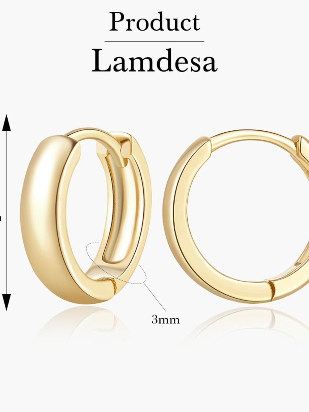 14K Gold Earrings for Women Gold Hoop Earrings for Women Huggie Earring Chunky C - Picture 4 of 6